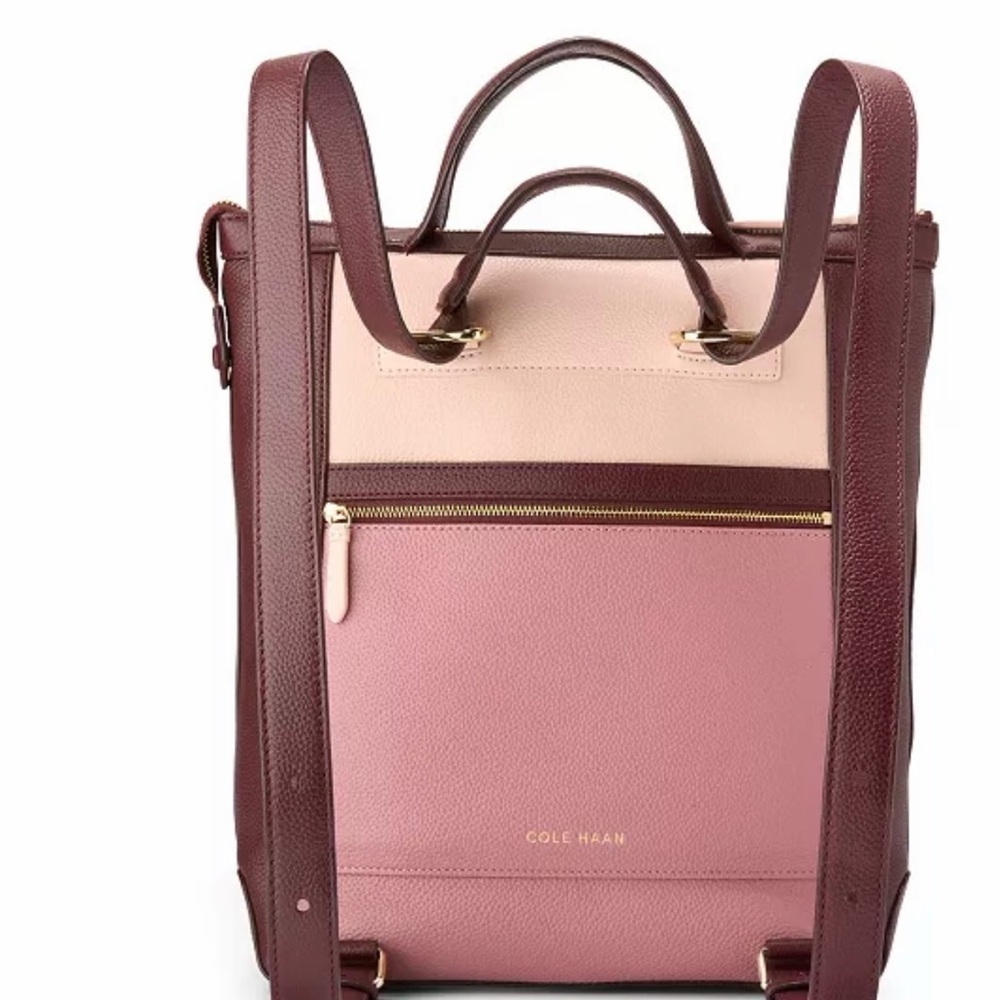 Cole Haan Pink, Blush & Burgundy Leather Backpack - Picture 4 of 8